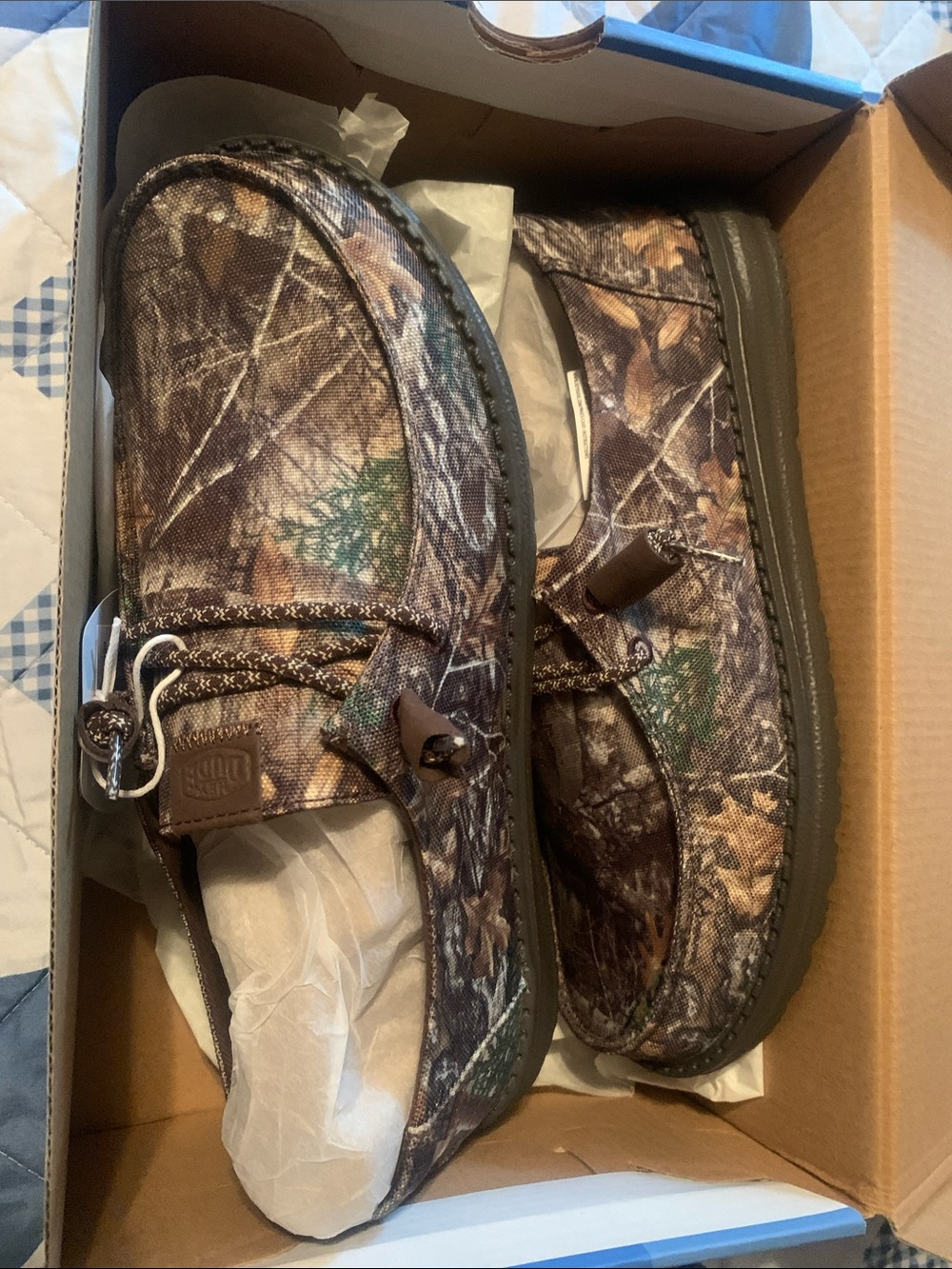 Realtree women’s Camouflage Slip-On Loafers in Brown and Green Hey Dudes